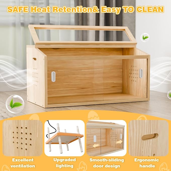 Brooder Box for Chicks Wooden Chick Brooder with Heat Lamp Large Brooder Plate for Baby Chicks, Ducks, Quails Birds