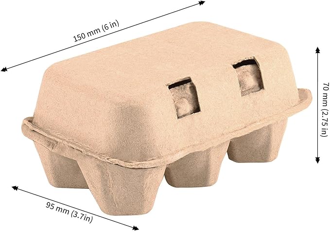 JAPCHET 50 Pack Egg Cartons - 6 Count, Paper Pulp Egg Tray Holder, Biodegradable for Family, Farm, Market