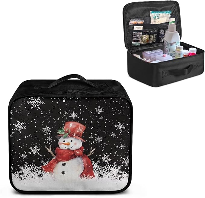 Rnyleeg Snowman First Aid Kit Bag Empty Christmas First Aid Kit for Home Medical Trauma Bag Portable Compact Trauma Medical Kits