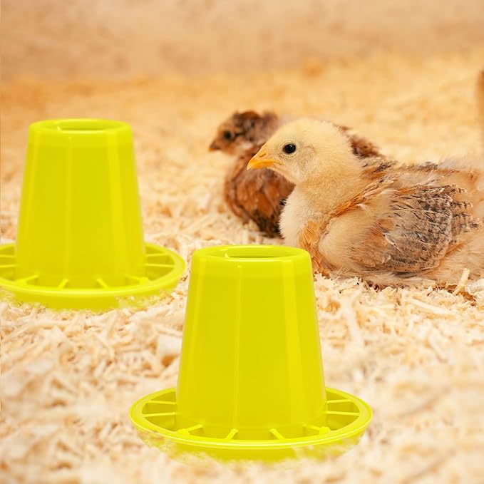12 Pack Small Chicken Feeder and 1.5L Baby Chicken Waterer Set Bulk Chick Feeder Chick Drinker for Poultry Ducks Goose Quail Pigeons (Feeding)