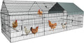 PawGiant Chicken Coop, Chicken Run Pen for Yard with Cover Outdoor Metal Portable Chicken Tractor Cage Enclosure Crate Outside for Small Animals Duck Rabbit Hen 130"×40"×40"