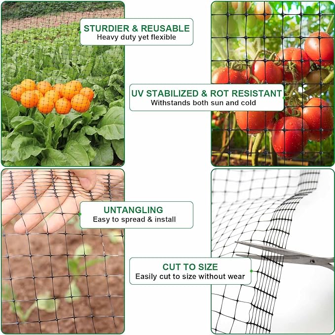 Deer Netting Fence, 8ft x 100ft Bird Netting Heavy Duty Garden Netting for Garden Protection Fruit Trees Vegetable Plants Against Birds, Deer and Other Animals