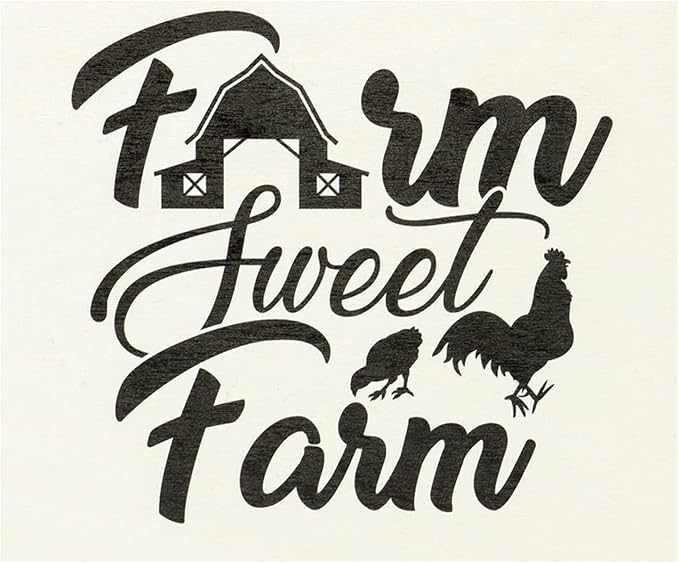 JennyGems Farm Sweet Farm Wooden Sign, Barn Gifts, Chicken Decor, Farmhouse Decorations Wall Hanging, Made in USA