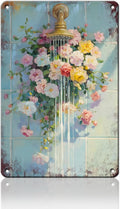 Floral Bathroom Metal Wall Sign Bathroom Flower Wall Art Wildflower Watercolor Print Floral Shower Decor Flower Vintage Poster Sign 8x12inch