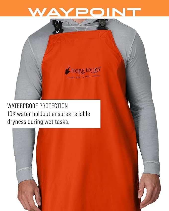FROGG TOGGS Men's Waypoint Fish Apron, Waterproof, Durable with 4-Way Stretch, Black, OS