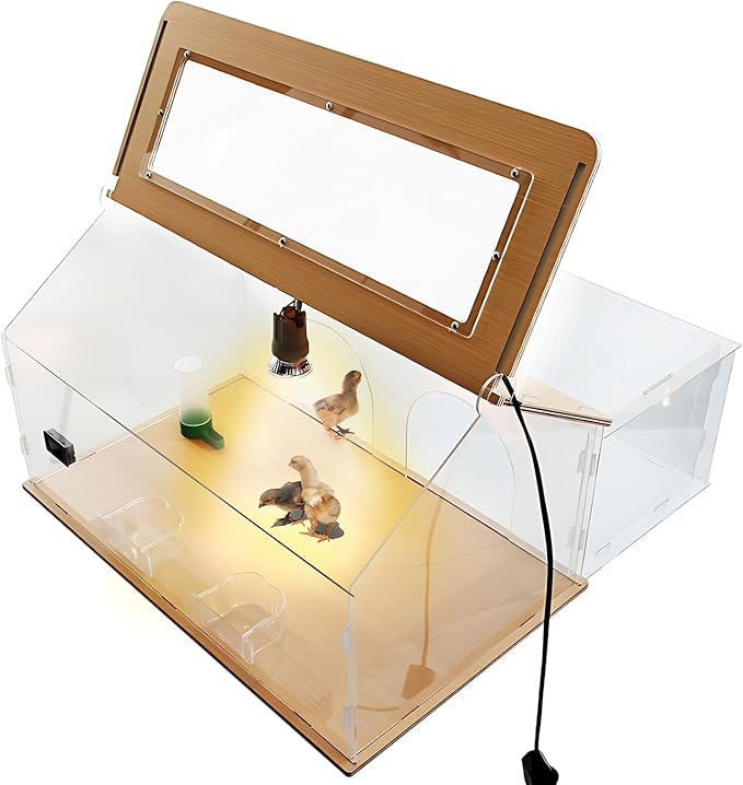 Large Intelligent Newborns Chick Brooder Box Quail Cage Egg Incubator Tortoise Habitat 40-50 Chick Starter Kit,5-in-1 with Adjustable Temperature Control,Feeder,Waterer,Heat Lamp