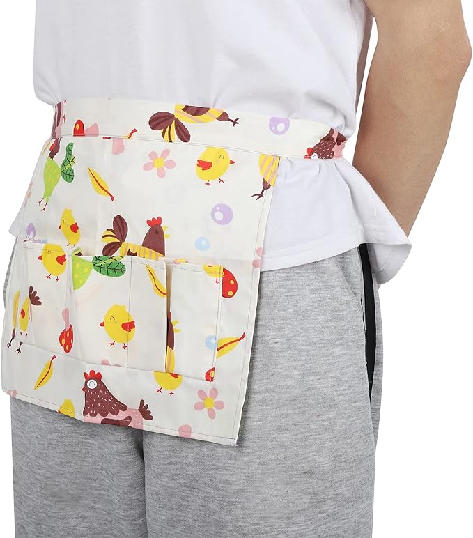 Egg Collecting Apron with Multiple Pockets | Sturdy Cotton Twill for Chicken/Duck/Quail Eggs | Replaces Breakable Baskets, Holds Fragile Items (S(7.8x6.5x2.6cm/3.1x2.6x1in))