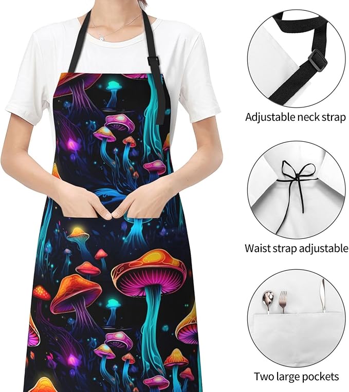 Shark Jumping Home Aprons 2 Pockets 33"×28" for Men Women, Ocean Sea Waterproof Kitchen Cooking Bib