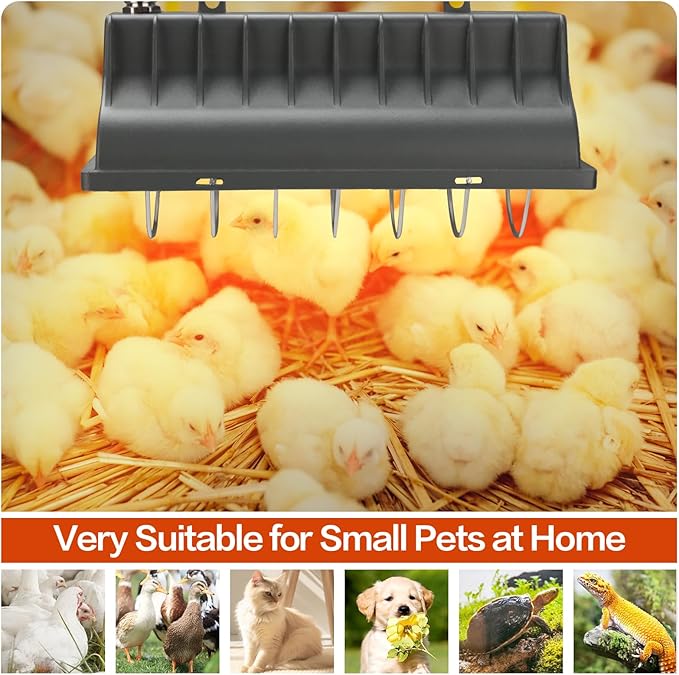 2 Pack 250W Chicken Coop Heater for Chicken Dog Kennel, Cat Bed, Reptiles & Incubators, 2 Heating Mode Warmer for Chicken Coop in Winter, Inside and Outdoor Pet Total 4 Heating Tube as Backup Lamp