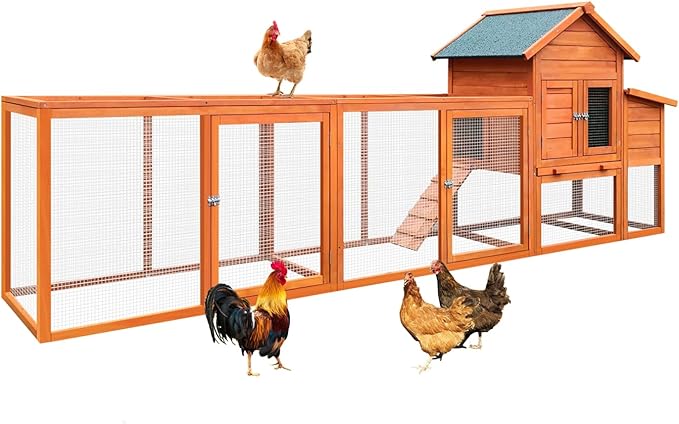 122&Quot;Large Wooden Chicken Coop Wood Large Activity Space for 3-4 Chickens Outdoor Hen House with Nesting Box Seasonal Outdoor Decor
