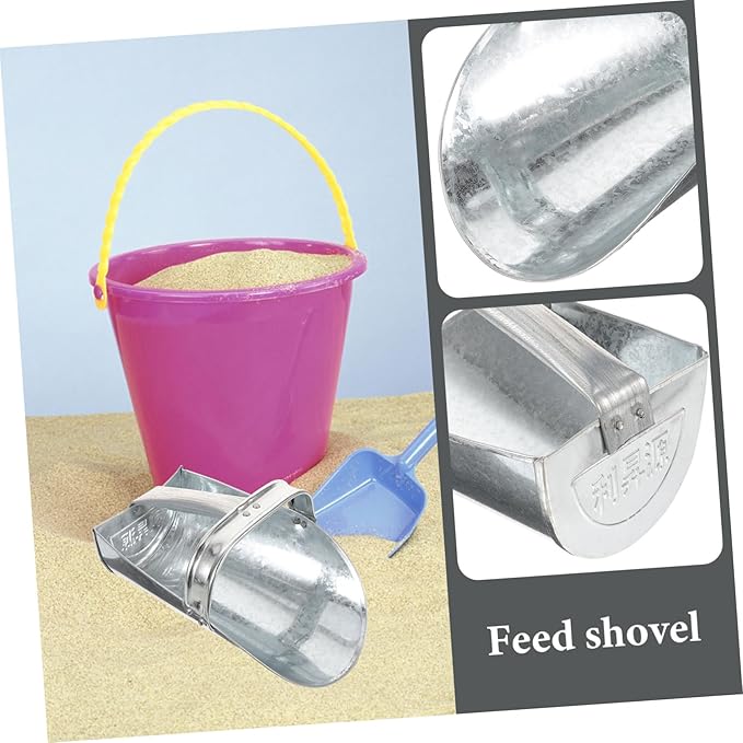 VICASKY Large Stainless Steel Feed Scoop for Livestock Heavy Duty Food Shovel for Farm Use Thicken Poultry Feeding Tool Utility Design