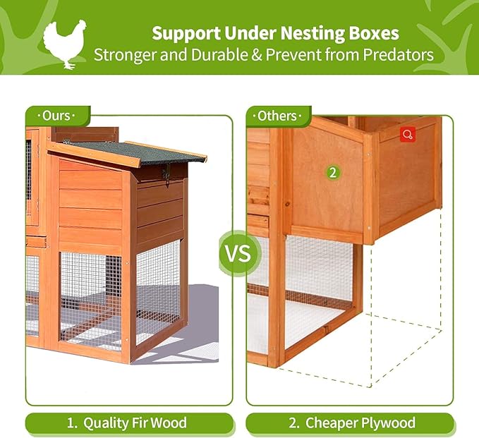 RUNVA 122" Large Chicken Coop with Nest Box and Removable Tray, Hen House for 2-6 Chickens, Outdoor Weatherproof Small Animal Cages