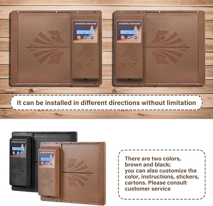 Automatic Chicken Coop Door Opener, Side Opening Large Entry with Timer, Anti-Pinch Sensor, Battery Or USB Powered, LCD Display, Easy Install Chicken House Door for Backyard Poultry