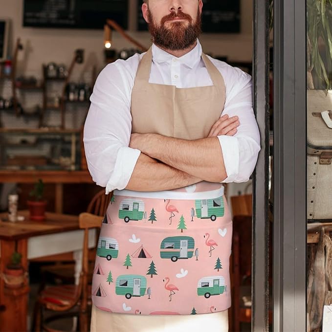 Unisex Half Waiter Waist Short Apron Waterproof Chef Works Waitress Aprons