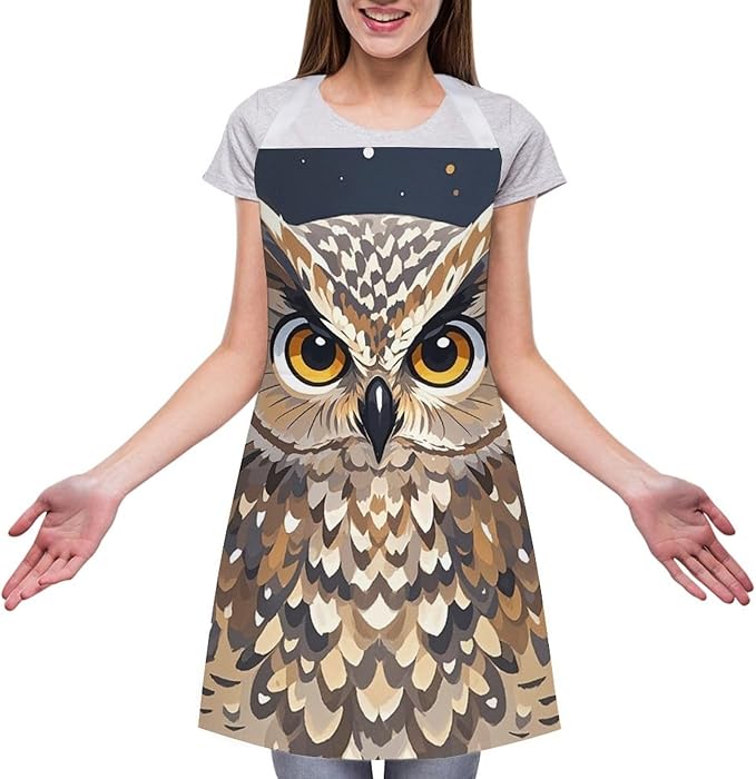 Waterproof Apron Adjustable Bib Aprons with Pockets Orange Cat Sleeping Apron Kitchen Aprons for Women Men