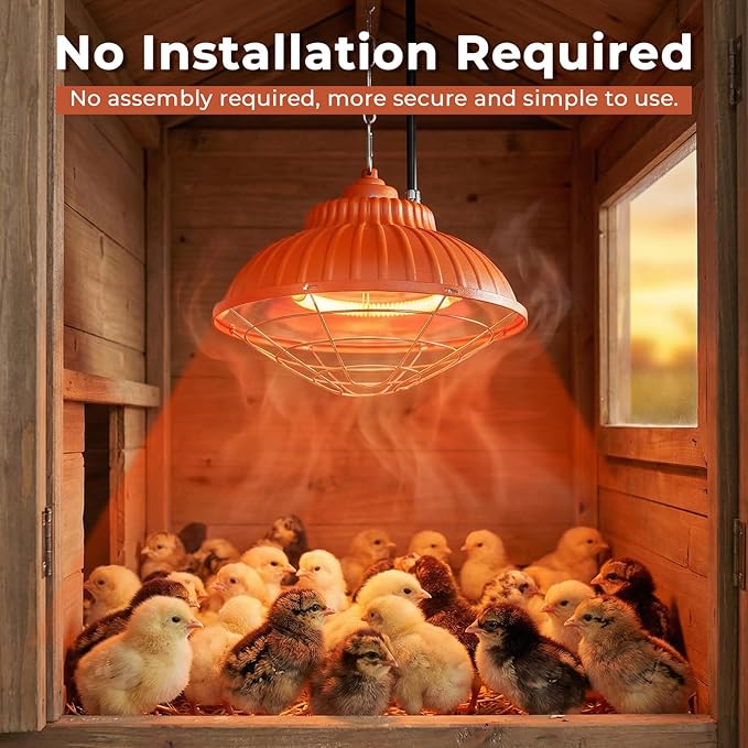 Chicken Heater Lamp, 175W/350W Dual-Mode Brooder Heater Bulb Chick Heater, Hanging Light Heated Adjustable Temp & Height for Chicks, Poultry & Ducklings