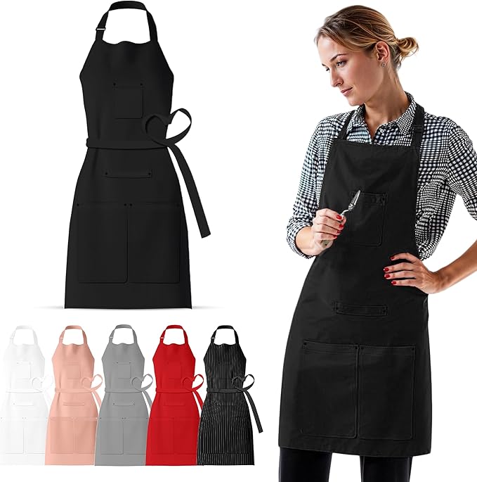 Waterproof Apron for Adults – Adjustable Fit with Deep Pockets, Stylish Cooking & Baking Apron for Women & Men