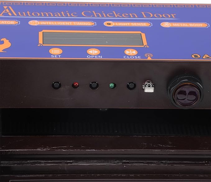 Automatic Chicken Coop Door, Double Doors IP45 Solar Automatic Chicken Coop Door, Intelligent Multiple Modes Infrared Prevent Pinch for Chicken for Poultry (Dark Brown)