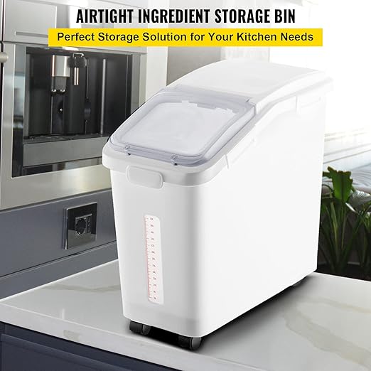 Vevor Mophorn 27 Gallon Ingredient Storage Bin 500 Cup Ingredient Bin with Scoop Ingredient Storage Bin, 11.4 Gallon Capacity Shelf Ingredient Bin, 280 Cup Flour Bins on Wheels