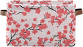 JIPONI Cherry Blossoming Fabric Storage Bins for Shelves, Decorative Storage baskets for organizing, Closet Organizer with Handle for Cloth, Toys, Bedrooms, Farmhouse