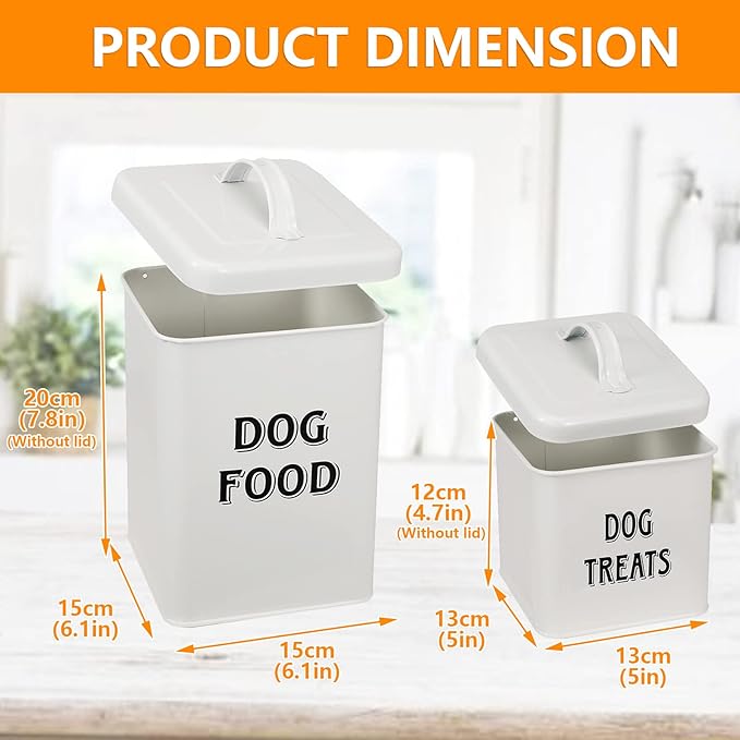 Morezi Dog Food Storage Container Farmhouse Pet Food Treats holder with Lid and Scoop, Perfect Sturdy Canister Tins for Kitchen Countertop, Shelf, Great Gift for Pet Owners - Dog Food