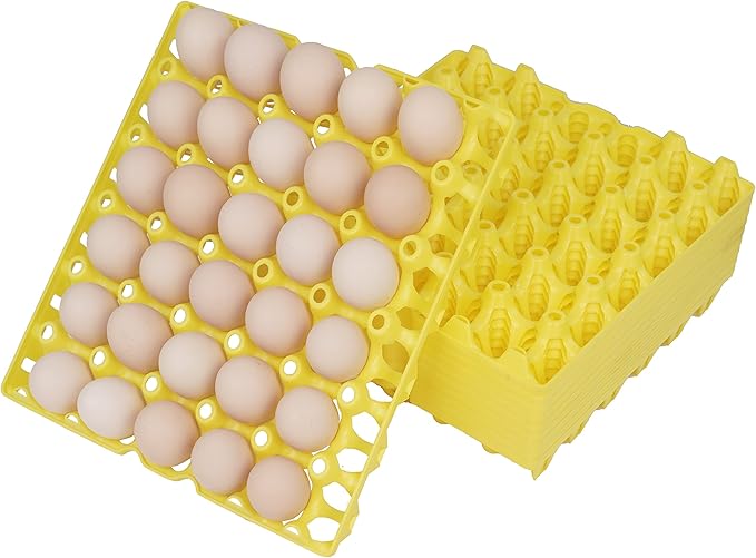 10Pcs Plastic Egg Tray 30-Cell Egg Flats Egg Crates, Stackable Egg Cartons Flats for Egg Packing, Storage, Shipping Fresh Eggs