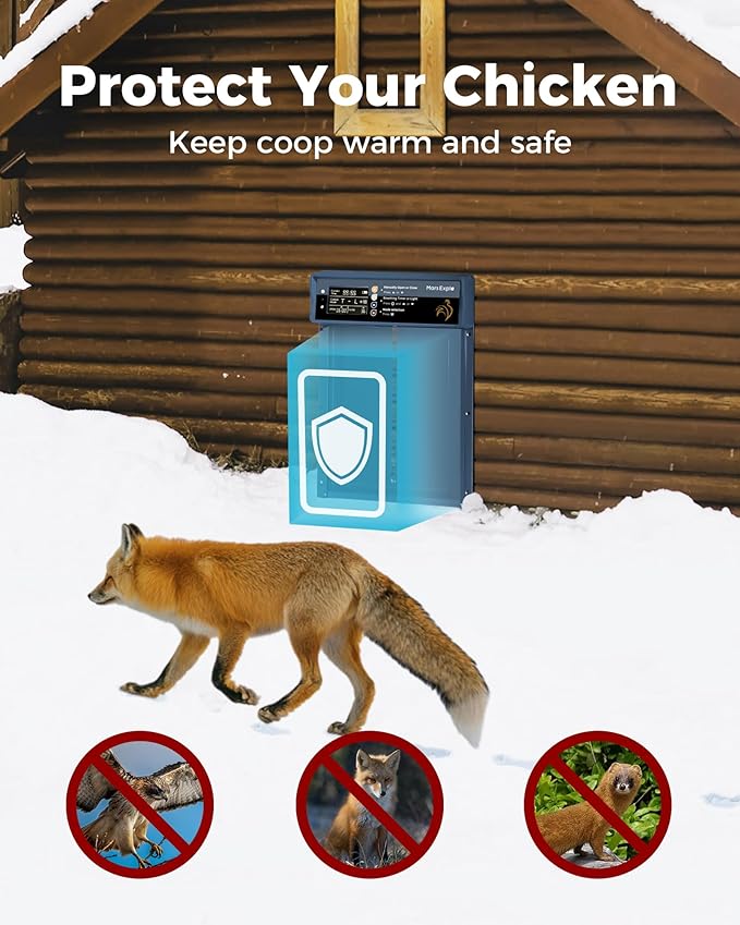Automatic Chicken Coop Door Solar Powered, LCD Display, Timer & Light Sensor, 20-m Remote Control,Electirc Door,4 Modes, USB Rechargeable Battery, Light Blue