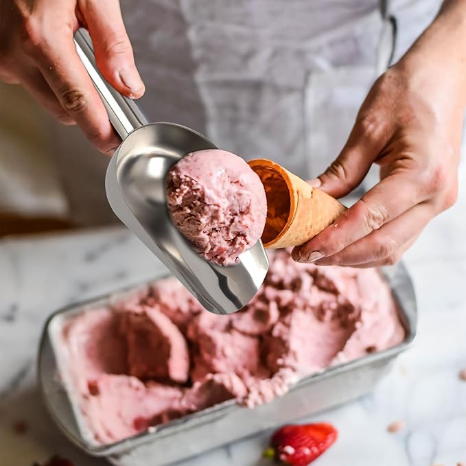 8 Pcs 8oz Stainless Steel Ice Scoop, Metal Candy, Food, Flour Scoops for Canisters, Dishwasher Safe, Silver Scooper for Kitchen, Ice Cream, Sugar, Popcorn, Coffee Beans