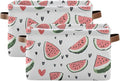 JIPONI Watercolor Watermelon Fabric Storage Bins for Shelves, Decorative Storage baskets for organizing, Closet Organizer with Handle for Cloth, Toys, Bedrooms
