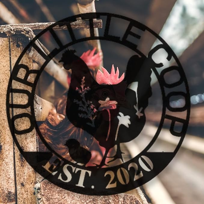 Personalized Rustic Chicken Coop Sign Custom Metal Hen House Nameplate Farmyard Barn Hanging Plaque Backyard Poultry Wall Art Homestead Decor Gift for Farmers and Chicken Lovers Outdoor Accessories