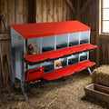 GarveeLife Chicken Nesting Box, 10 Compartments Nesting Boxes for Chickens, Chicken Laying Boxes with Metal Leg, Roll Away Nesting Box for Chickens Laying Egg to Protect Eggs, Red