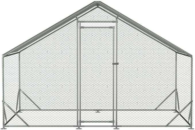 Large Metal Chicken Coop,Walk-in Poultry Cage,Outdoor Hen Run House with Waterproof and Anti-Ultraviolet Cover Rabbits Habitat Cage for Outdoor