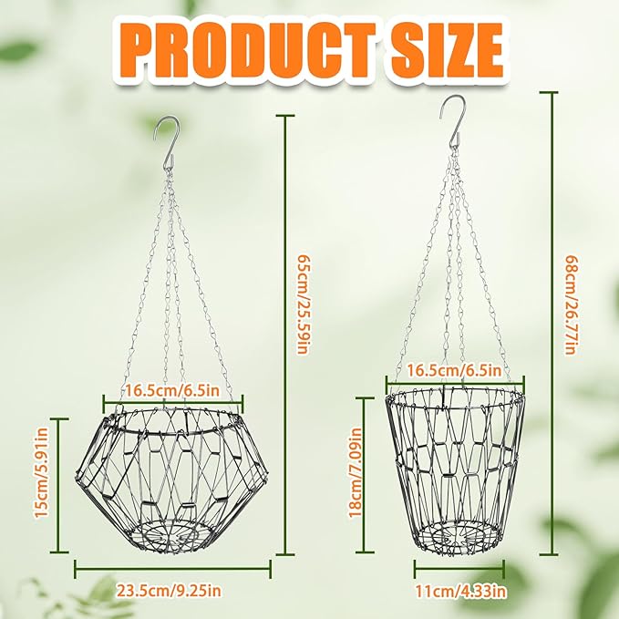 2 Pack Hanging Chicken Feeder Accessories,9.25IN Large Foldable Chicken Vegetable Treat Holder Basket,Sturdy Hanging Poultry Feeder Cabbage Bowl Sack with 4Pcs 20inches Hanging Chain for Chicken Coop