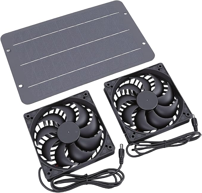 Zerodis Solar Exhaust Fan Ventilation Equipment Kit 7W Monocrystalline Solar Powered Exhaust and Intake Chicken Coop Fan for Outdoor Shed Doghouse Air Circulation and Ventilation