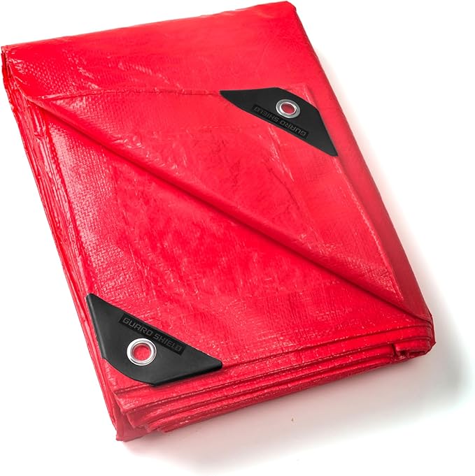 GUARD SHIELD Red Tarp 20x20 Feet Tarps High Visibility Outdoor Poly Cover Lightweight 6mil