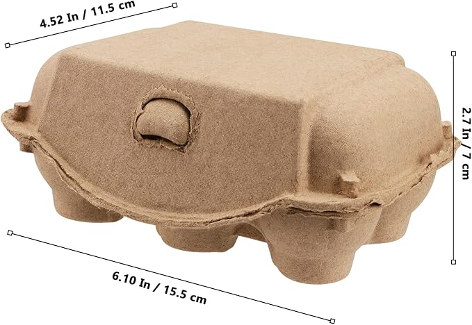 50 PCS Paper Egg Cartons, 6 Egg Cartons Pulp Egg Cartons for Kitchen, Farm, Market, Travel and Transport, Brown