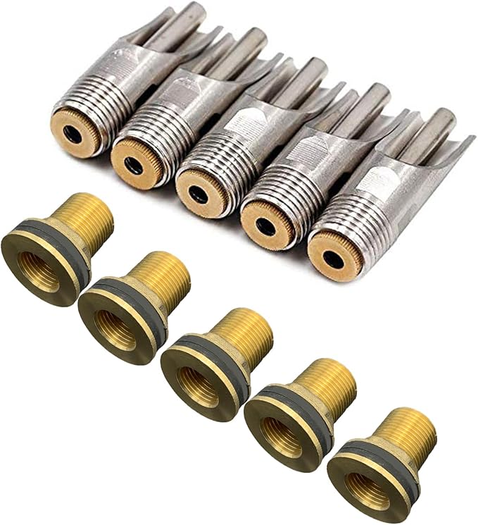 5 Pcs Pig Nipple Waterer for Barrel Kit Stainless Steel Automatic Pig Nipple Drinker Hog Drinker Feeder with Brass Water Tank Connector Kit Hog Water Nipples for Piglets Goat Waterering System