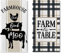 Farmhouse Animals Kitchen Dish Towels Set of 2, Chicken Pig Cow Chick Oink Moo Drying Hand Towel Baking Cooking Cloth, Farm to Table Buffalo Plaid Bathroom Home Decoration 18'' x 26''