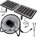 8 Inch Solar Powered Fan, Install-Free, with 25W Dual Solar Panels, Cloudy Days Working Solar Fan for Air Circulation and Cooling in Greenhouse, Chicken Coop, Pet House, Attic, 14ft Long Cable