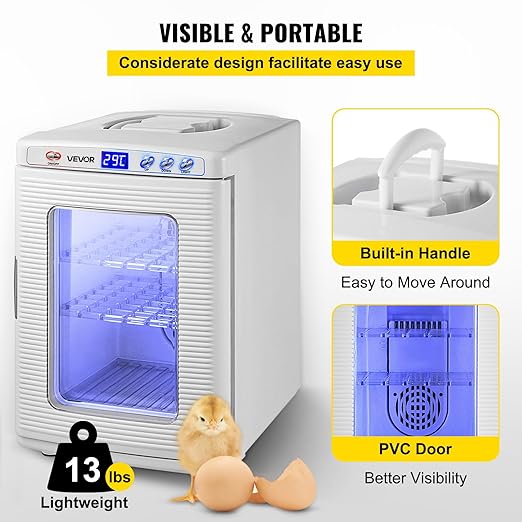 Happybuy White Reptile Incubator 25L Scientific Lab Incubator Digital Incubator Cooling and Heating 5-42°C Reptile Egg Incubator 12V/110V Work for Small Reptiles
