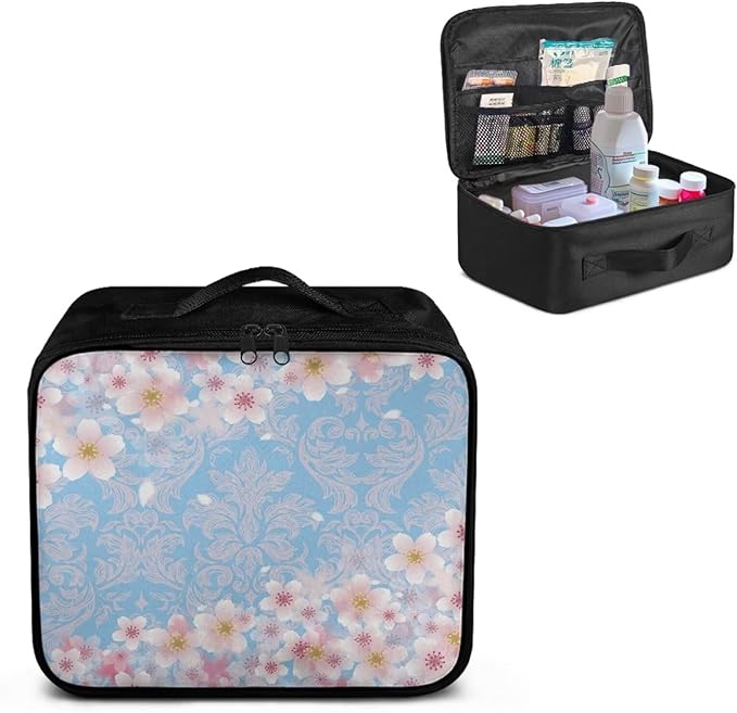 Rnyleeg Empty First Aid Bag Medical Kit for College Dorm First Aid Kit Camping Portable Medicine Organizer Bag for Outdoor Sports Cherry Blossom