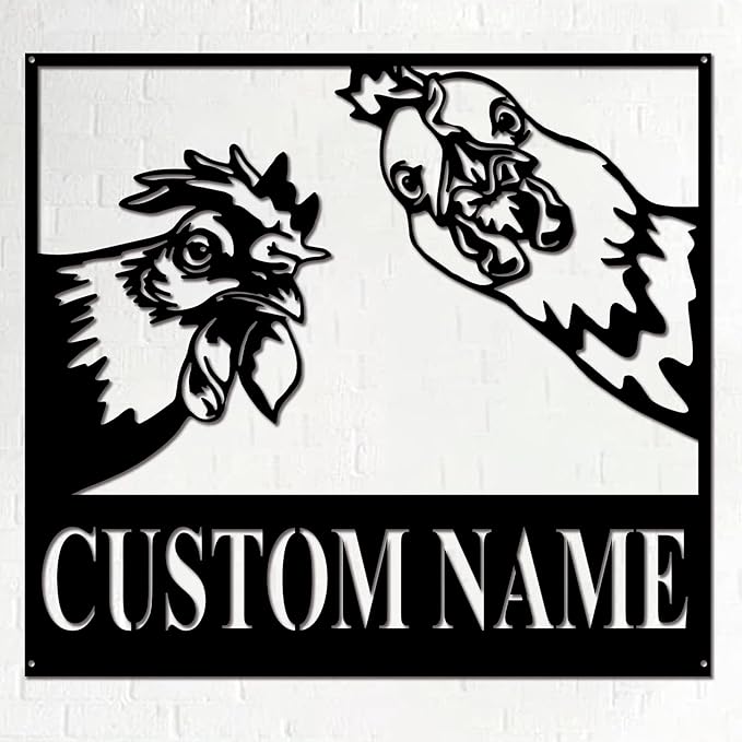 Custom Metal Chicken Coop Sign Personalized Hen House Nameplate Farmhouse Barnyard Hanging Decor Backyard Poultry Wall Plaque Rustic Homestead Art Unique Gifts for Farmers and Chicken Enthusiasts