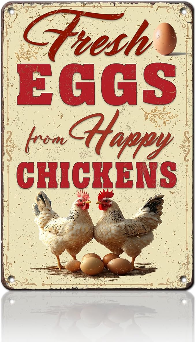 Funny Chicken Signs Farmhouse Chicken Coop Fresh Eggs Aluminium Sign Metal Chicken Signs Decor Home Ktichen Farm Are Wall 12x16 Inch Vintage Chicken Signs For Coop Metal Tin Signs Poster