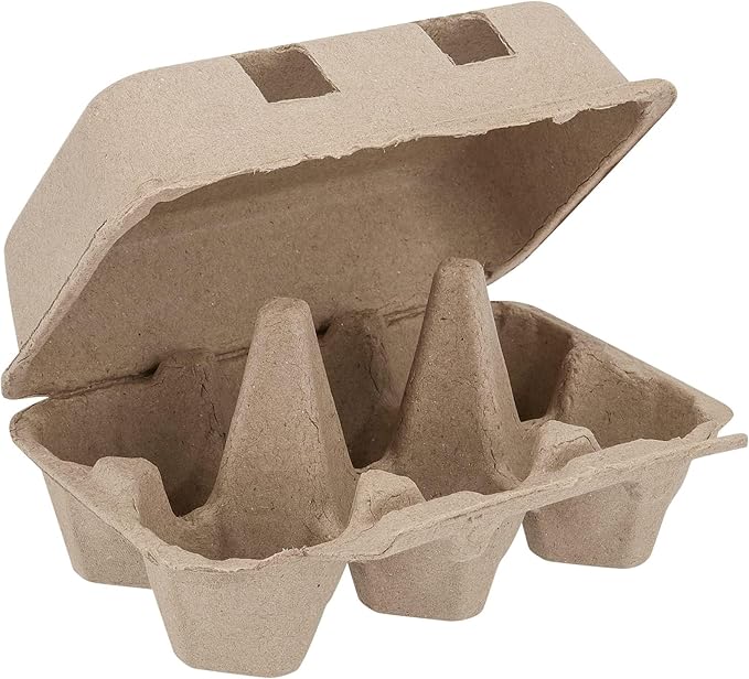 20 Pack Paper Egg Cartons for Chicken Eggs, Half Dozen Egg Storage Trays Bulk, 6 Count Egg Storage Containers Holder for Family Farm Market Fridge Storing Chicken Duck Eggs