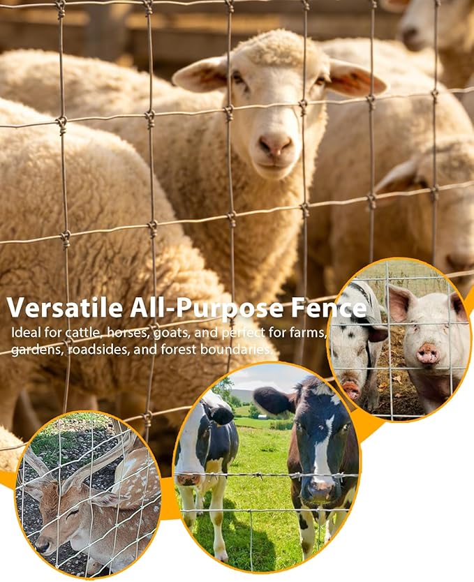 Cattle Farm Fence, 5x328ft Galvanized Wire Fencing 14GA Heavy Zinc Coating Wire Fencing, for Goat Deer Yard Livestock Animals Protection (5x328ft(14GA))