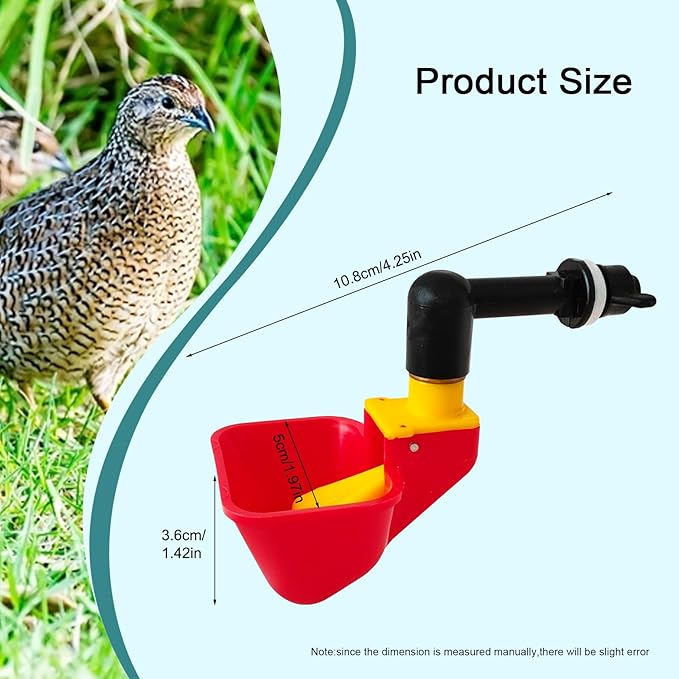 C Automatic Waterer System Chick Drinker Cups 1L Hanging Automatic Fill Poultry Watering Cup Used for Cages (red, 1)
