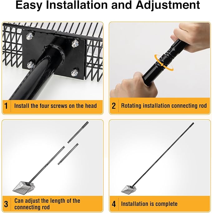 10" & 15" 2pcs Large Horse Manure Chicken Poop Scooper Set: Heavy Duty Carbon Steel Sifter Shovel, Metal Pooper Sifting Scoop for Poultry Run Farm, Chicken Coop Accessories Horse Stall Cleaning Tool