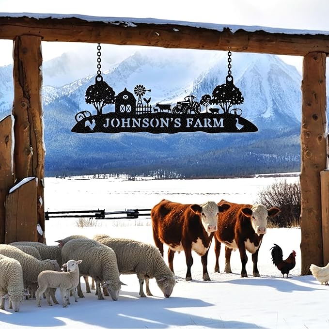 Personalized Farm Sign, Custom Farm Metal Signs Outdoor, Custom Ranch Sign, Customized Family Name Metal Signs for Farms, Ranch, Barn, Farmhouse, Housewarming Rancher Gifts