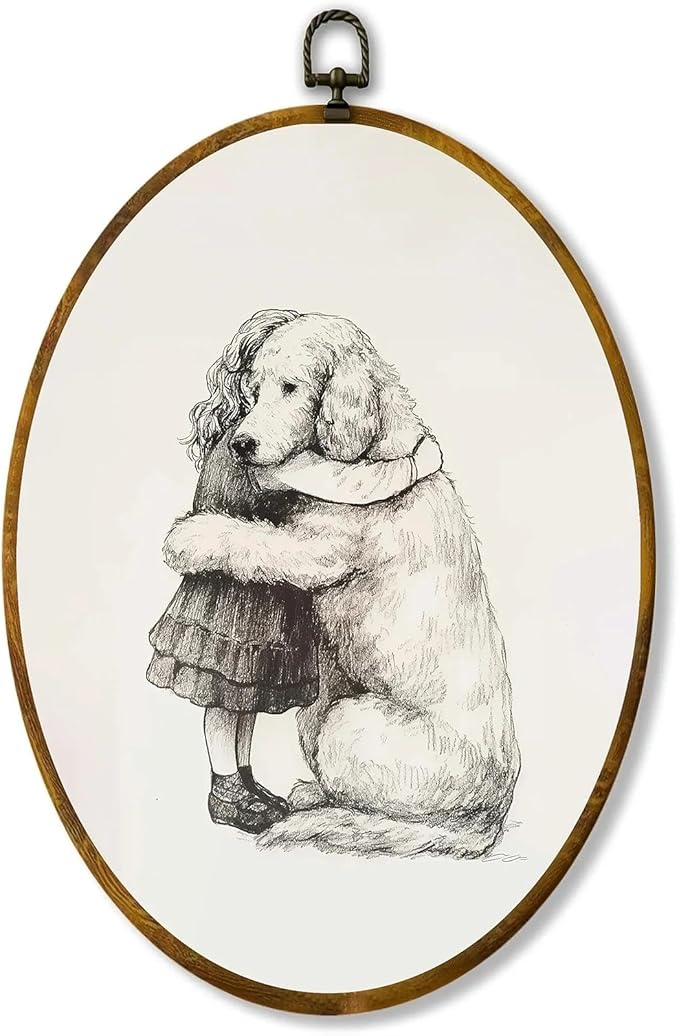 zewepri Dog Sketch Decor, Puppy Kids Room Wall Print – 8.6×11.4″ High-Density Canvas with Pre-Installed Hook for Easy Hanging, Ideal for Bedroom, Living Room, or Study, Great for Dog Lovers