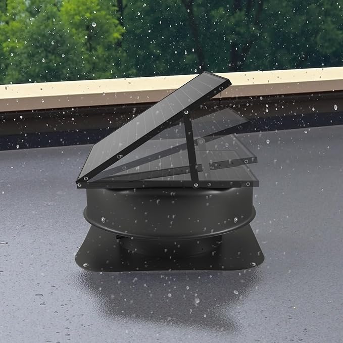 VEVOR 50W Solar Attic Fan, 3000 CFM with Smart Control, Built-in Smoke & Temperature Sensors, Weatherproof & Low-Noise for Roof Ventilation
